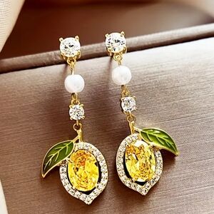 Elegant Gold and Yellow Lemon Drop Earrings